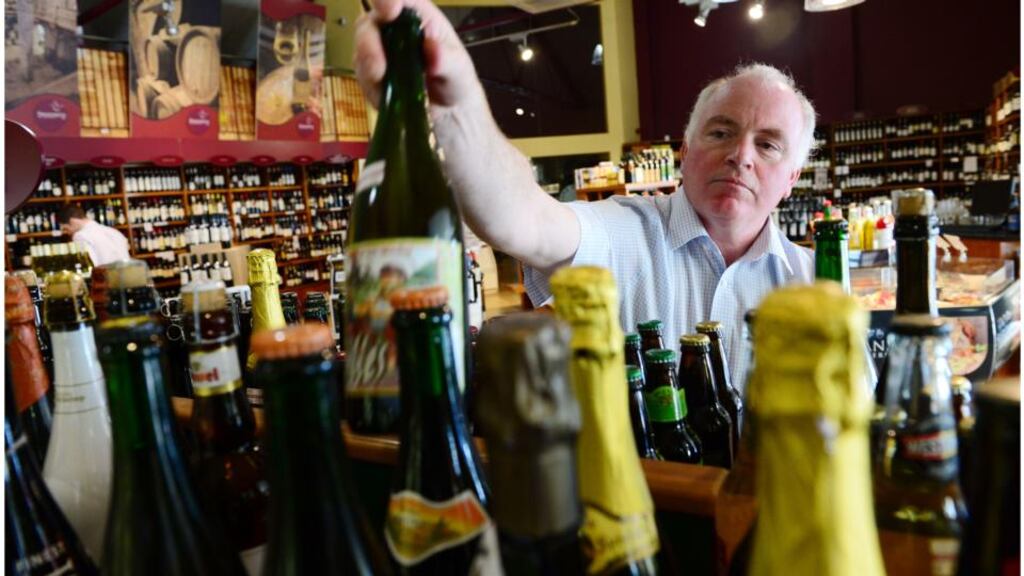 Finian Sweeney in Sweeney’s off-licence in Phibsborough, Dublin. Photograph: Bryan O’Brien