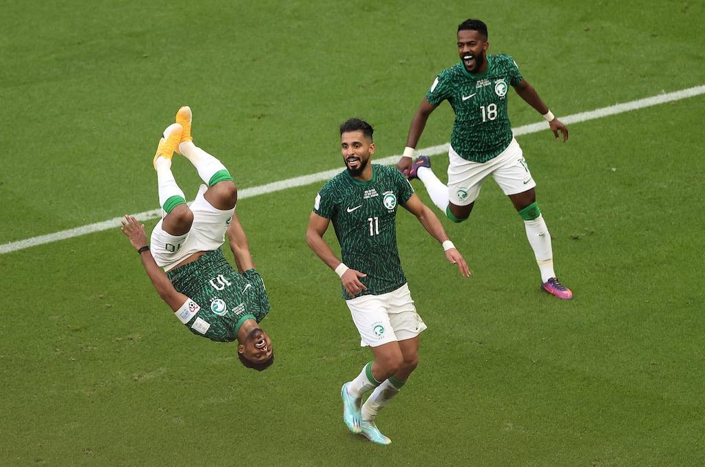 Salem Al-Dawsari turned World Cup predictions on their head by scoring for Saudi Arabia against Argentina. Photograph: Julian Finney/Getty Images