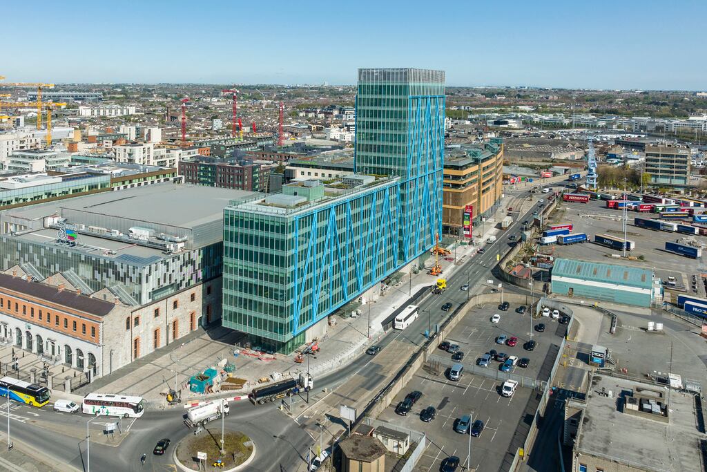 The Exo building in Dublin's north docklands comprises 17 storeys and is raised by 8 metres at ground level