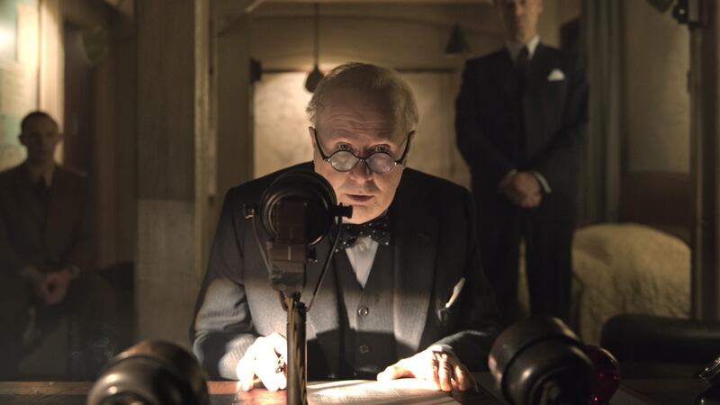 Gary Oldman as Churchill in ‘Darkest Hour’. The king didn’t hear him on the wireless