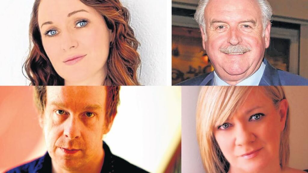 Clockwise from top left, Alex Barclay, Marty Whelan, Louise Phillips and Kevin Barry
