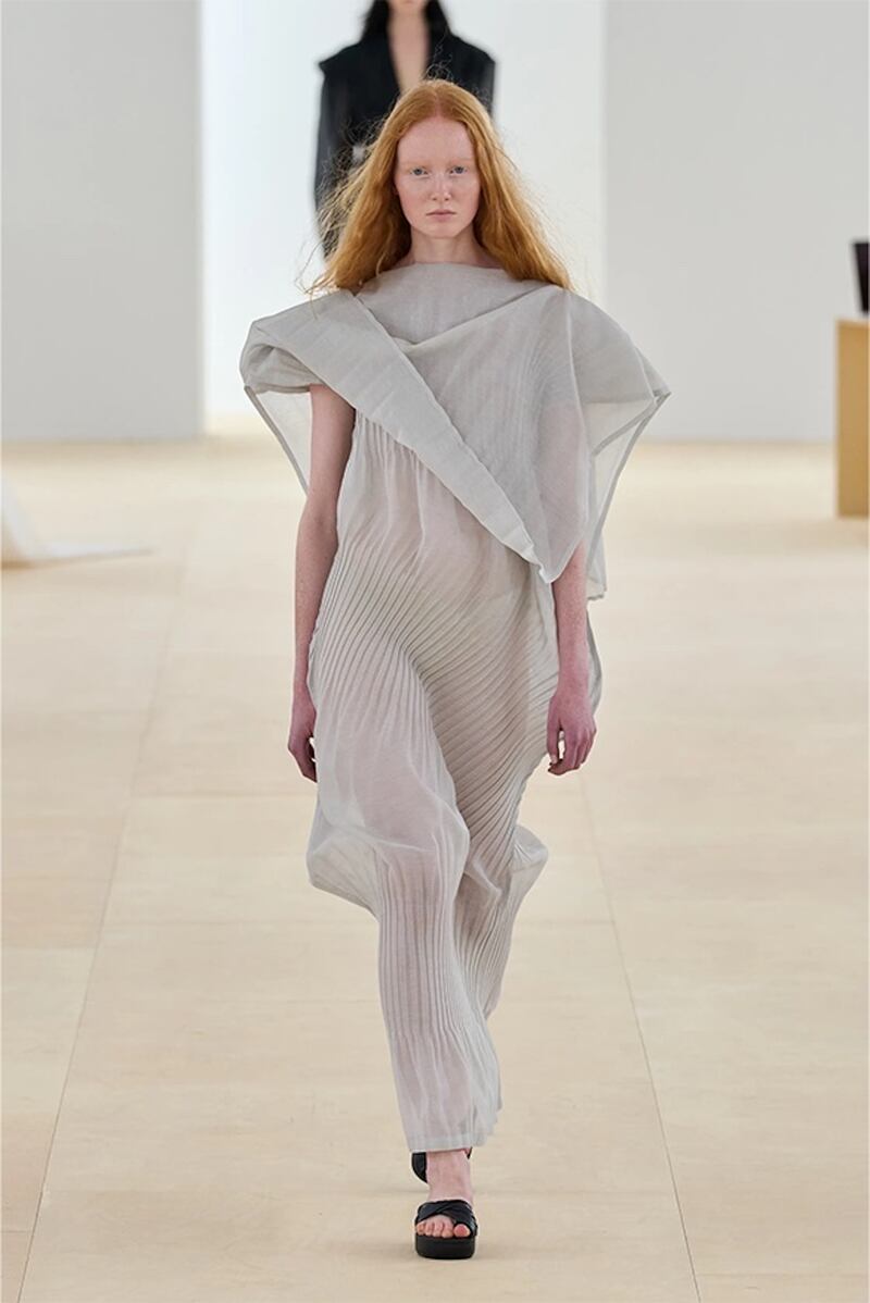 Lucy Arbuthnott walking for Issey Miyake in Paris