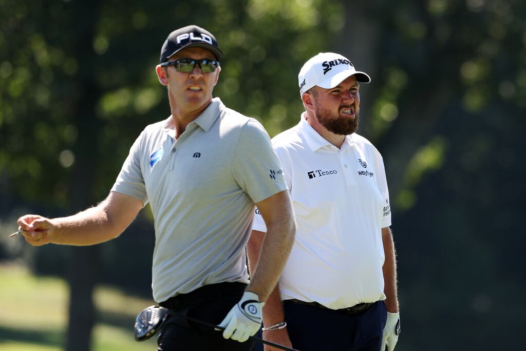 Seamus Power of Ireland and Shane Lowry of Ireland on the third tee during the first round of the BMW Championship. Photograph: Rob Carr/Getty