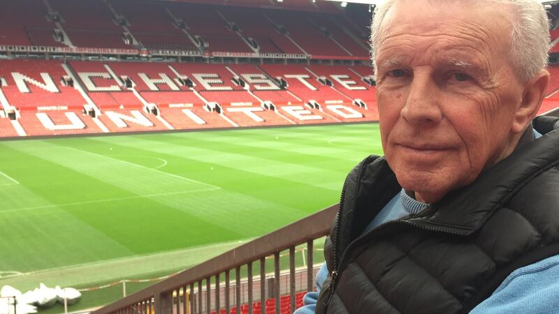 John Giles at his old Manchester United stomping ground. Photograph: RTE