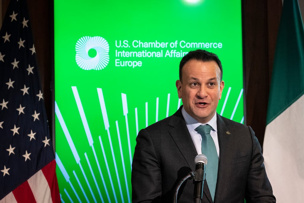 Taoiseach Leo Varadkar speaks at the U.S. Chamber of Commerce in Washington DC, ahead of his visit to the White House to meet President Biden (Photo by Drew Angerer/Getty Images)