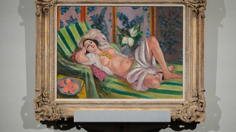 Henri Matisse’s Odalisque couchee aux magnolias on display during an auction from the collection of Peggy and David Rockefeller in New York. Photograph: Julie Jacobson/AP Photo