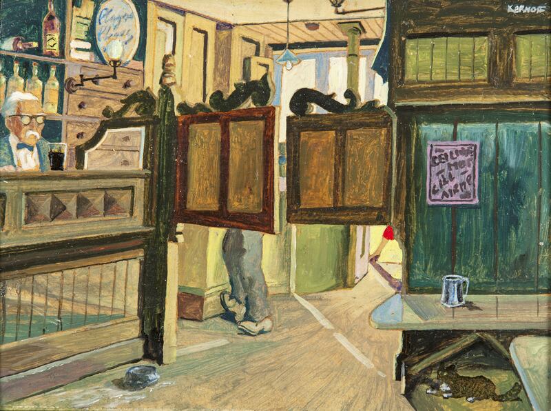 One of two paintings Kernoff made of Magillicuddy's pub, also known as Con Macs, on Killarney's Main Street. The pub is no longer there. © Estate of Harry Aaron Kernoff