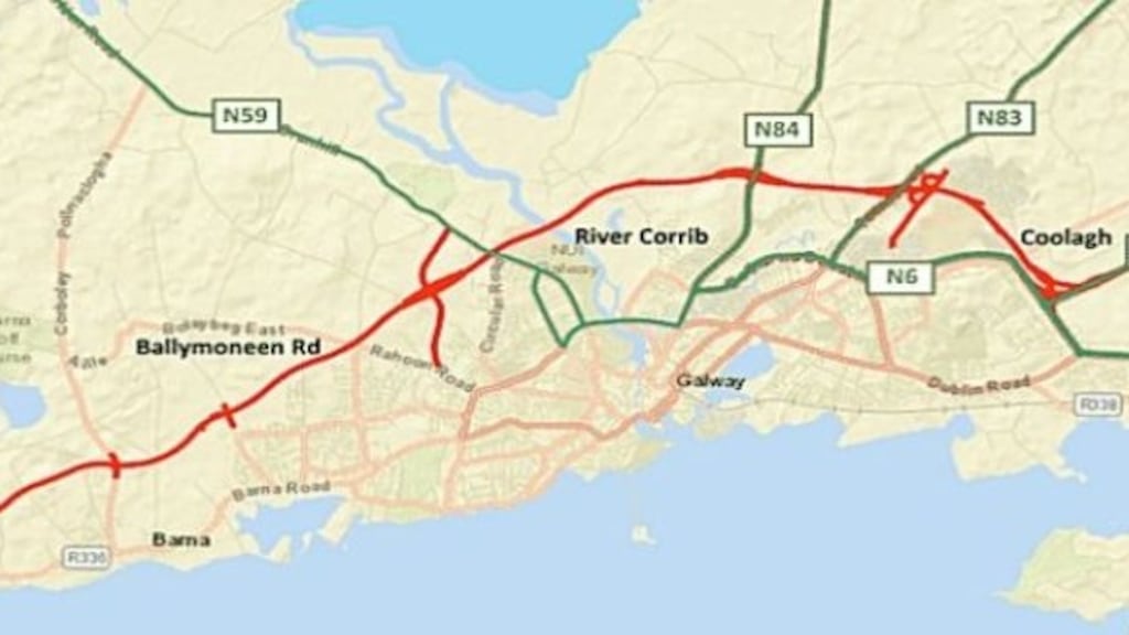 The route of the proposed €600 million Galway city ring road