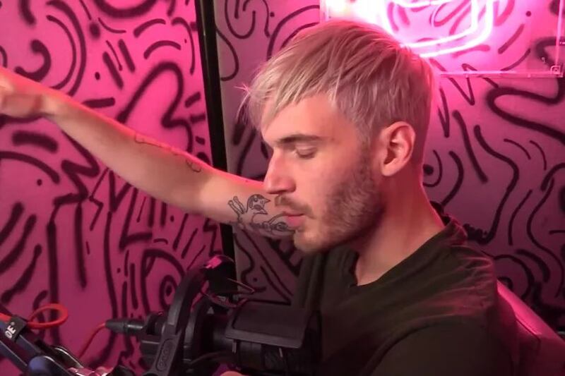YouTube star PewDiePie ‘heils’ himself in a YouTube video posted February 10th. Photograph: PewDiePie/YouTube