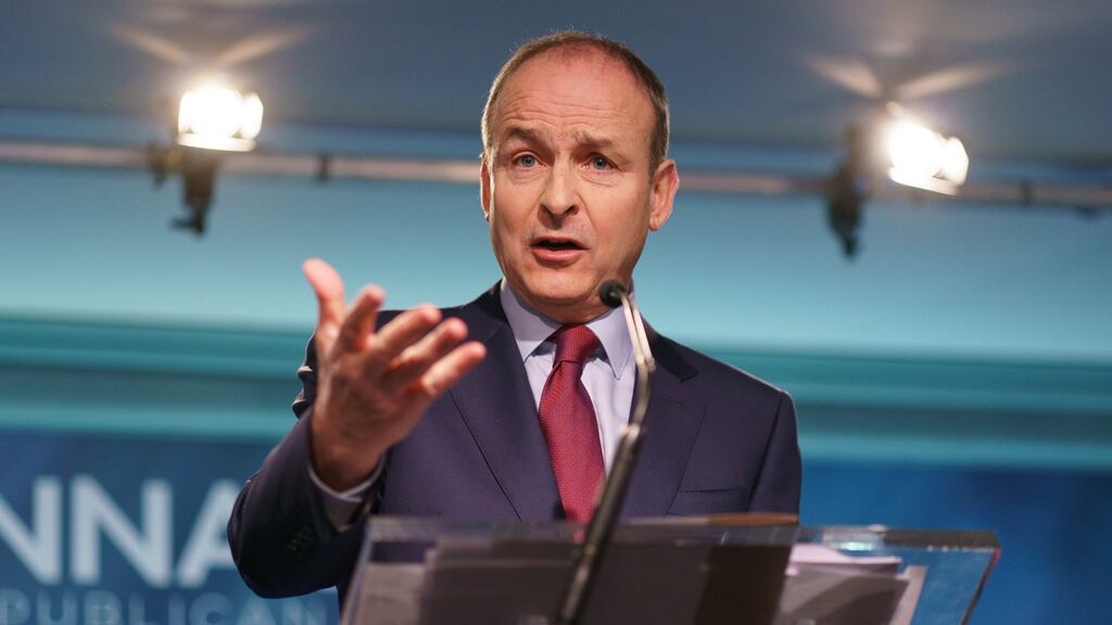 Taoiseach Micheál Martin: has hinted at preparation for a Border poll in five years or so.  Photograph: Fran Veale