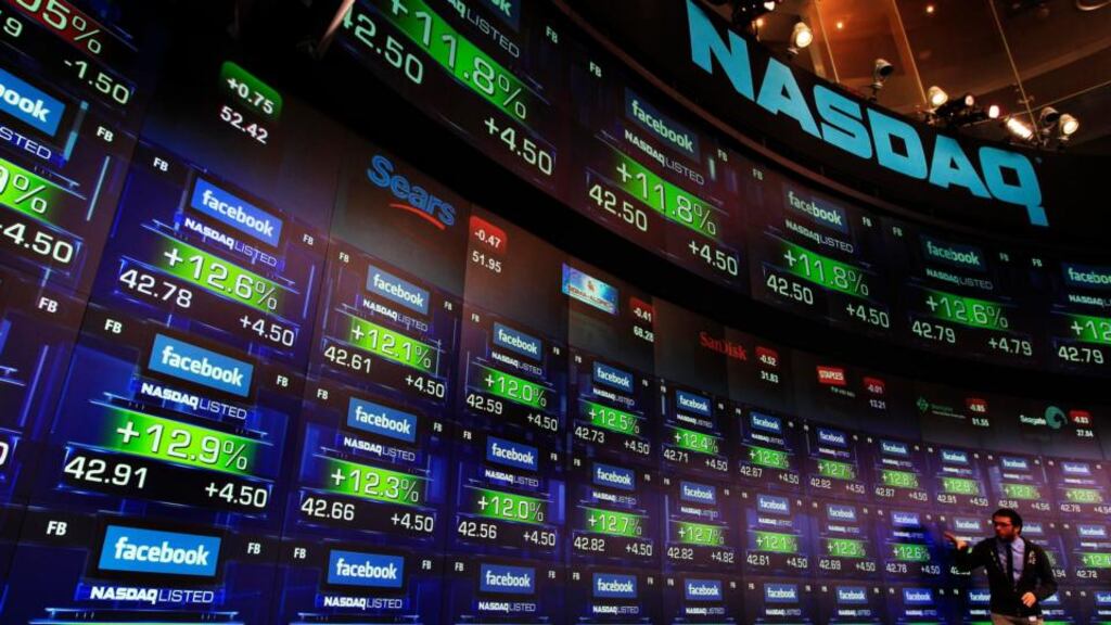 The Nasdaq dipped below 5,000 the day after scaling the milestone level for the first time in 15 years. Photograph: Reuters.
