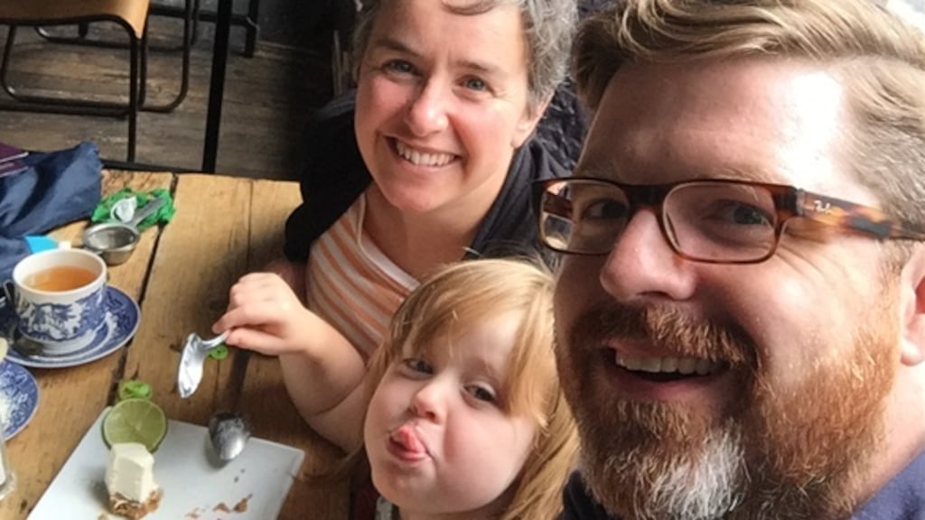 Barry Champman, his partner Conchi Sanchez Perez and their daughter Greta