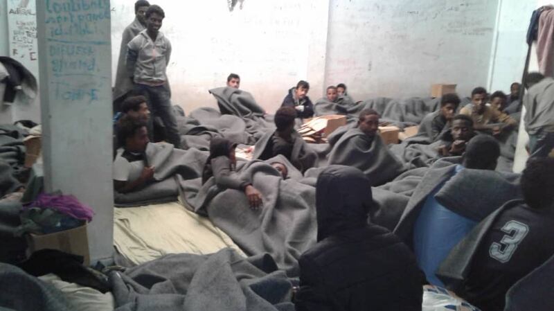 Refugees and migrants intercepted in the Mediterranean in late December, and brought to Khoms Souq al Khamis.