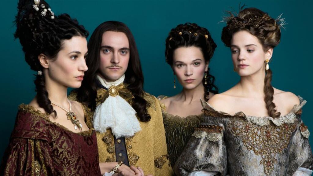 Versailles: Elisa Lasowski as Marie-Thérèse, George Blagden as Louis XIV, Anna Brewster as Mme de Montespan, and Noémie Schmidt as Henriette