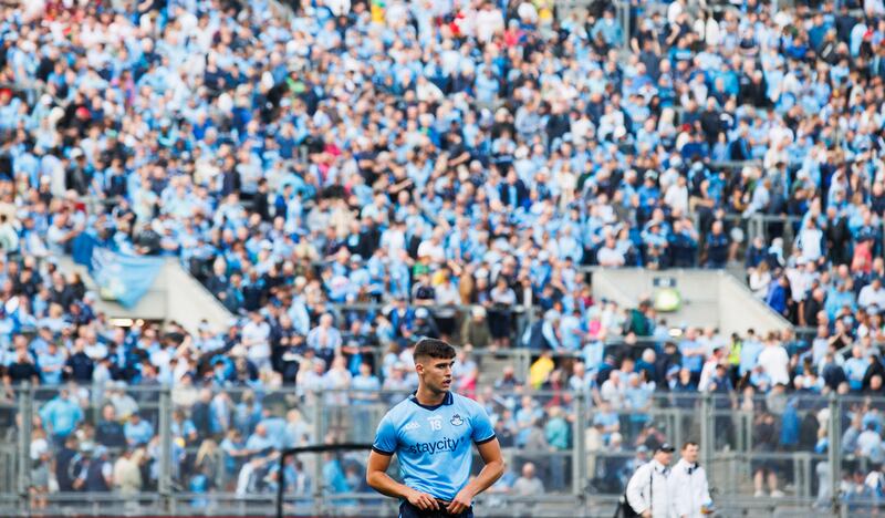 Theo Clancy reflects on the end of the line for Dublin after the defeat by Tyrone. Photograph: Tom Maher/Inpho