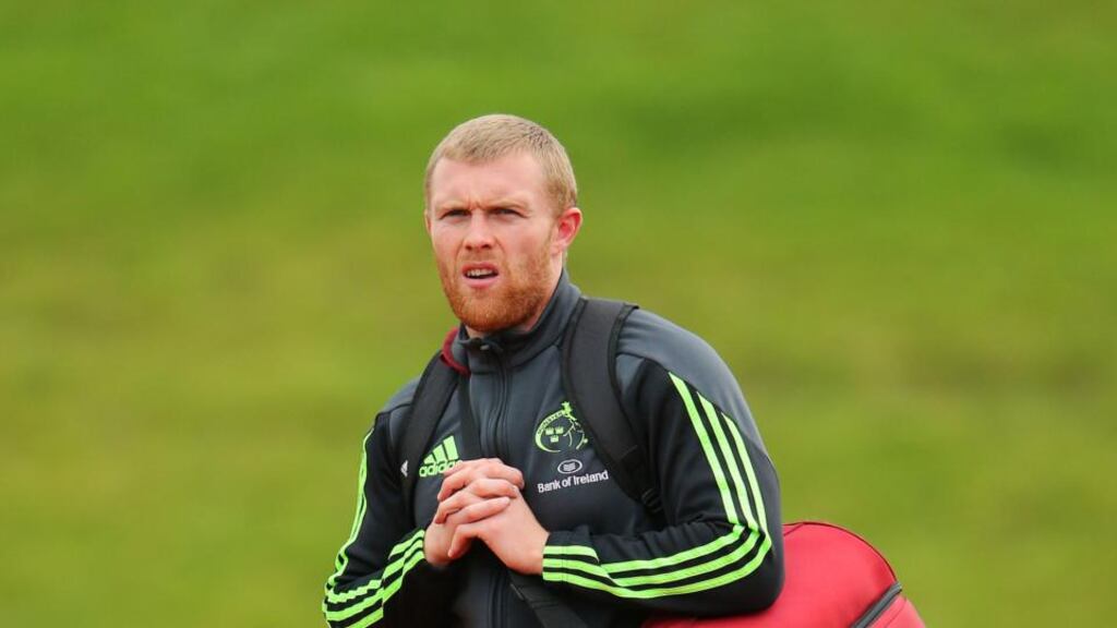 Keith Earls at a Munster squad training session at University of Limerick, Limerick in October. The winger has never played under Joe Schmidt for Ireland. Photograph: Cathal Noonan/Inpho