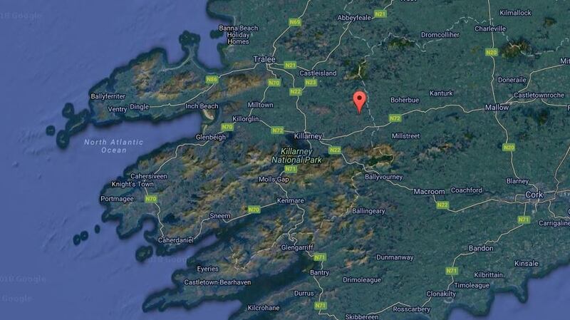 Paud O’Leary of Leam, Gneeveguilla (marked above, northeast of Killarney, Co Kerry), died when struck by a vehicle which failed to remain at the scene after setting out on an early morning training cycle. File photograph: Google Street View