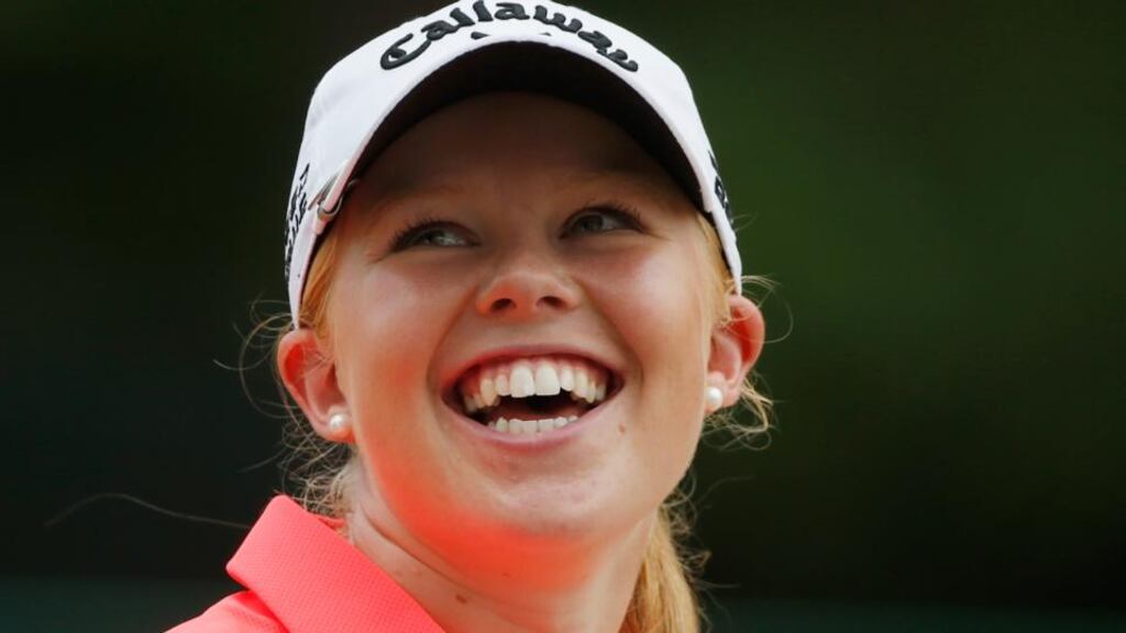 Stephanie Meadow smiles on the second hole during the third round of the 69th US Women’s Open at Pinehurst Resort & Country Club, North Carolina. Photograph: Scott Halleran/Getty Images