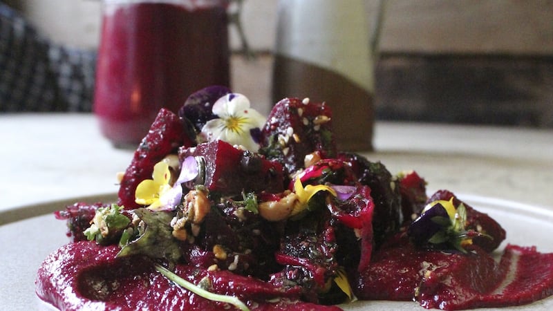 Roasted beetroot and hazelnut salad.