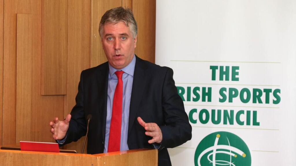 FAI CEO John Delaney at yesterday’s Irish Sports Council Field Sports Investment announcement at the Aviva Stadium. Photograph: Cathal Noonan/Inpho