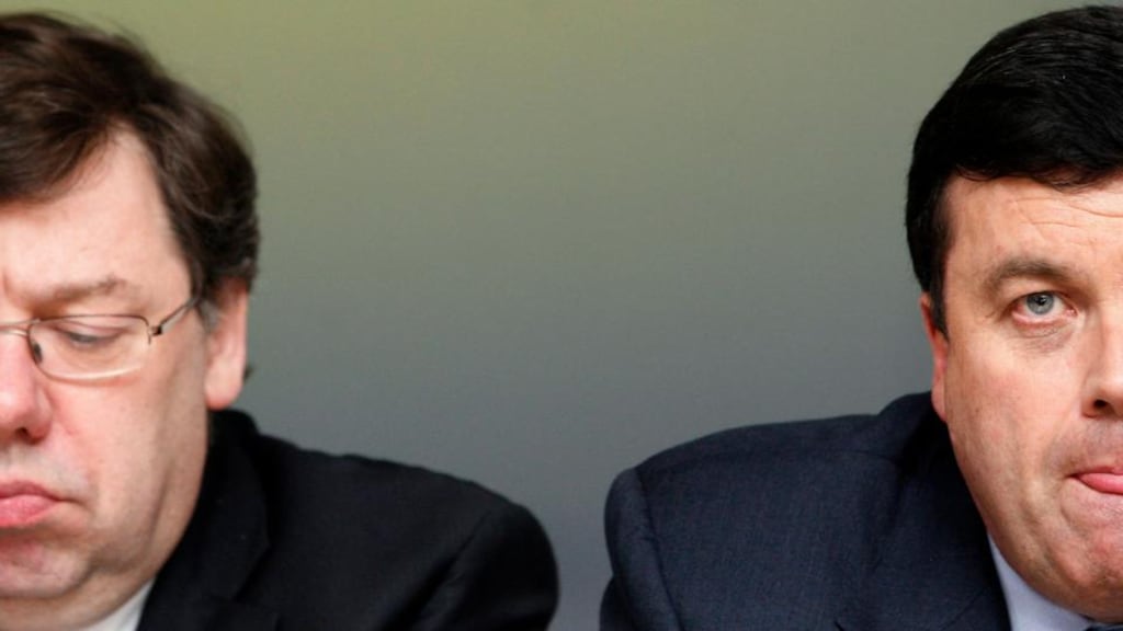 Government main men: then taoiseach Brian Cowen and minister for finance Brian Lenihan