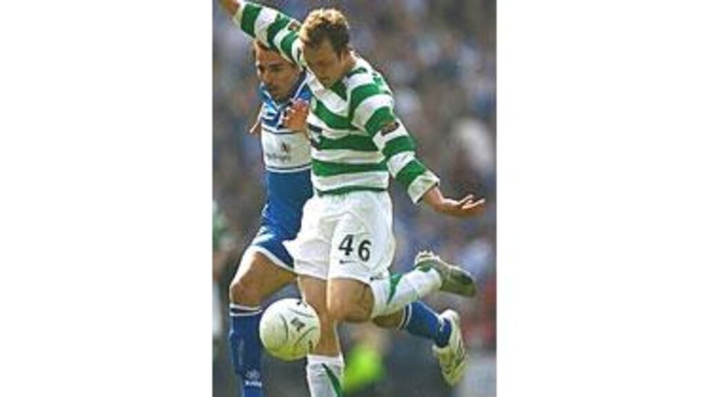 Republic of Ireland international Aiden McGeady in action for
Celtic against St Johnstone