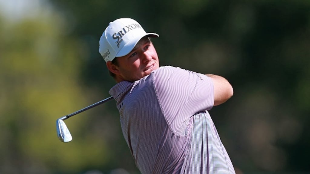 Sepp Straka watches his tee shot on the sixth hole during the first round of the Valspar Championship. Photograph: Matt Sullivan/Getty Images