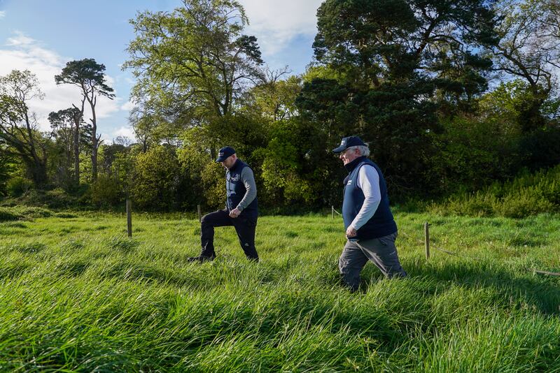 Dublin south east ranger, Sean Meehan, and Conservation Ranger, Kieran Buckley, of the National Parks & Wildlife Service monitors woodlands for disturbances to badger sets. Picture: Enda O'Dowd