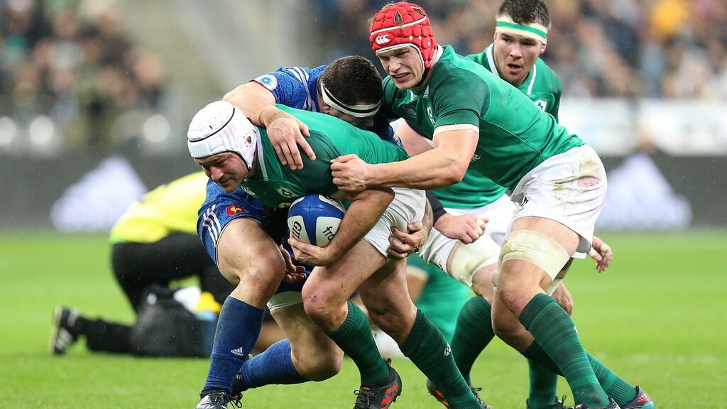 Ireland captain Rory Best carries the ball during the Six Nations game against France at the Stade de France. Photograph: Gareth Fuller/PA Wire