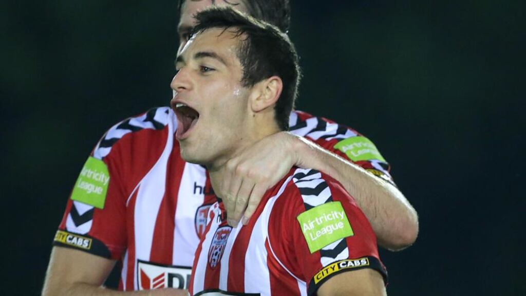 Derry City’s David McDaid was on target for the Candystripes at the Brandywell. Photograph: Inpho