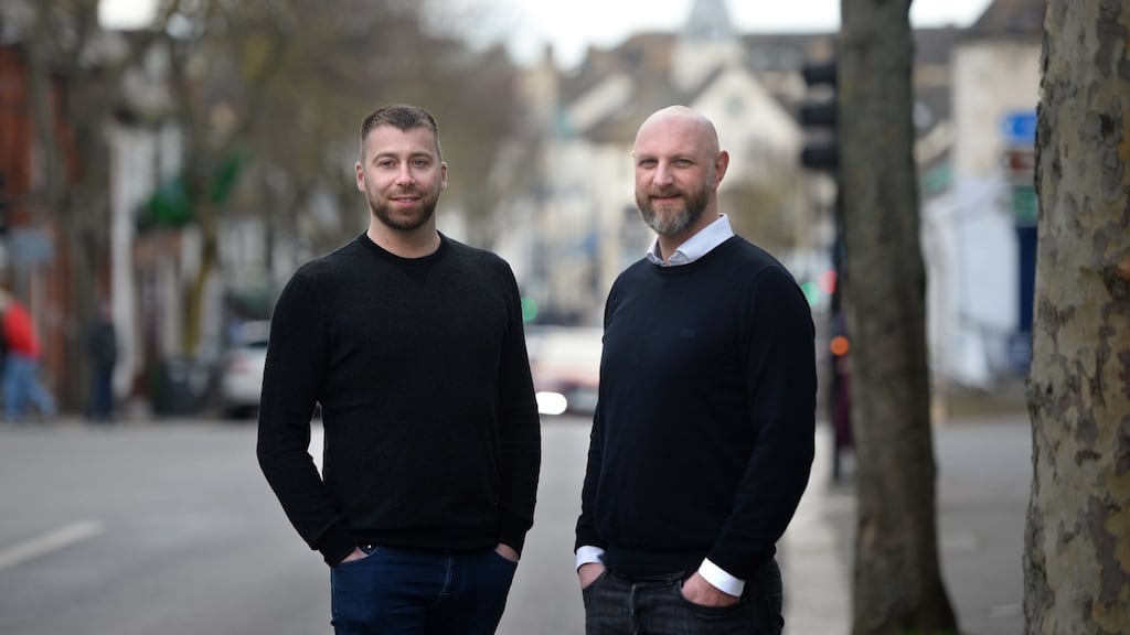 Jonathan Crowe and Eoin Blacklock, founders of Ekco, outside their office in Malahide, Co Dublin. Photograph: Dara Mac Dónaill