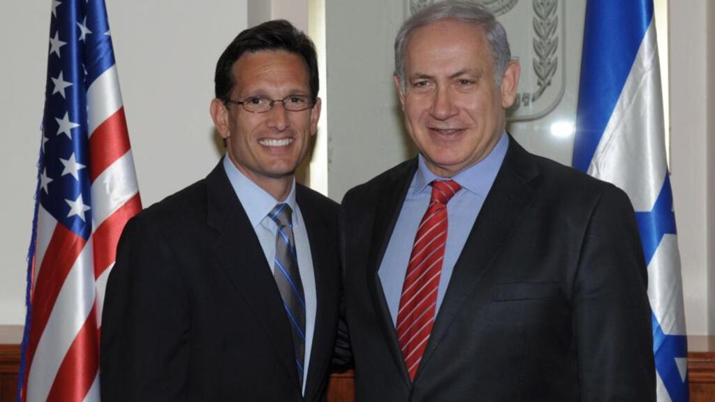 Republican congressman Eric Cantor with Israel’s prime minister Benjamin Netanyahu. In 2012, Mr Cantor famously commemorated Labor Day with a Twitter post honouring business owners. Photograph: Amos Ben Gershom GPO via Getty Images)