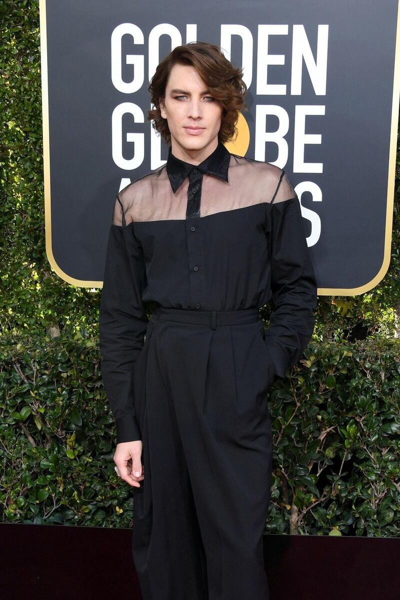 An androgynous look for American Horror Story star Cody Fern. Photograph: Jon Kopaloff/Getty Images