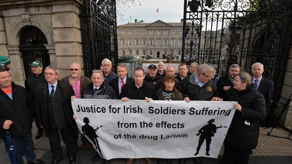 Members of Action Lariam for Irish Soldiers protesting outside the Dáil in 2015. Photograph: Alan Betson/The Irish Times