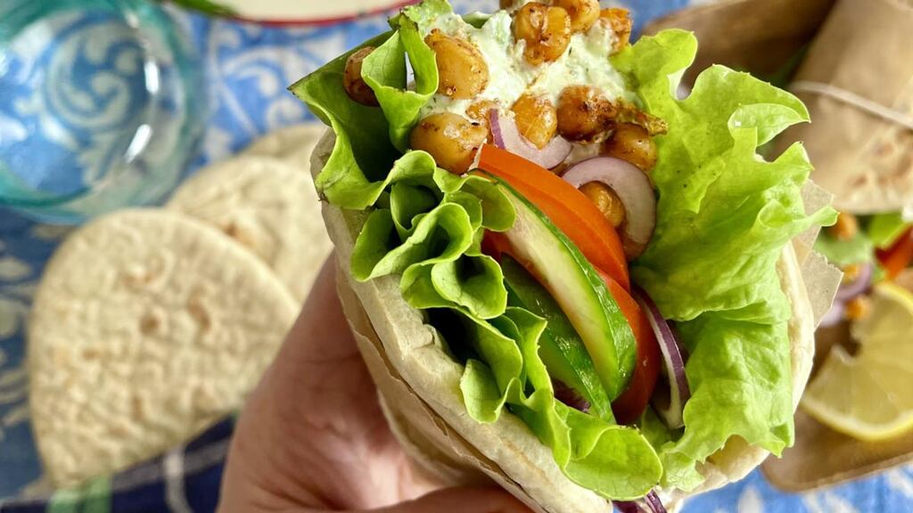 Chickpea gyros with whipped dill feta