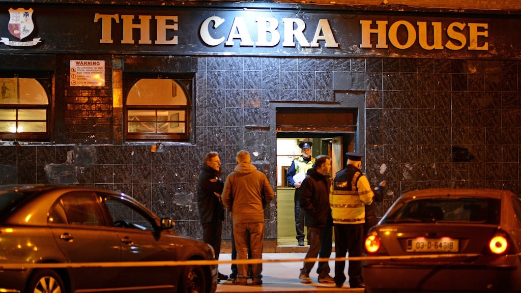 Gardai at the scene after the shooting of Paul Cullen at The Cabra House in Dublin. Photograph: Eric Luke