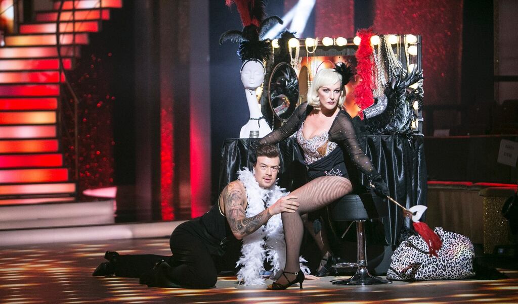 Katherine Lynch and Kai Widdrington performing the Cha Cha Cha on Dancing with the the Stars.