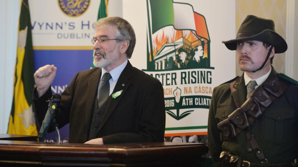 Gerry Adams at the of Sinn Féin launch of their 1916 Commemoration Plans at Wynn’s Hotel off Dublins O’Connell Street. Photograph: Alan Betson