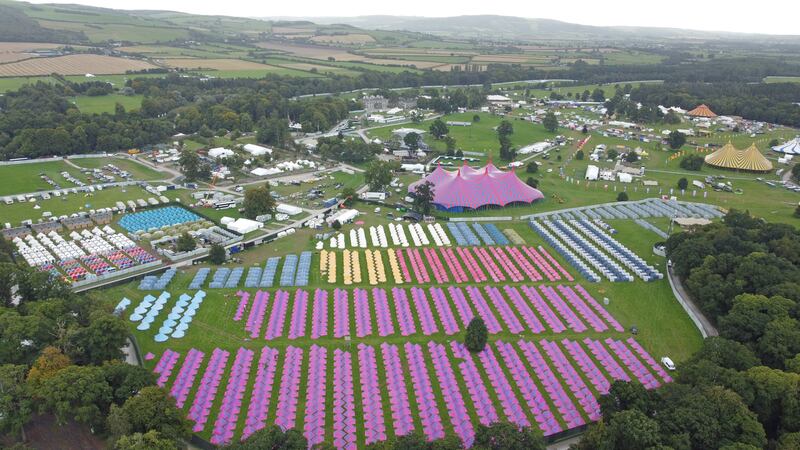 An aerial view of the Electric Picnic festival site at Stradbally in Co Laois. Photograph: Niall Carson/PA Wire