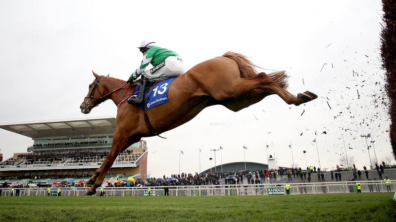 Rachael Blackmore: the jockey on Moon over Germany, on the way to winning the Close Brothers Red Rum Handicap Chase at Aintree in April. Photograph: Nigel French/PA Wire