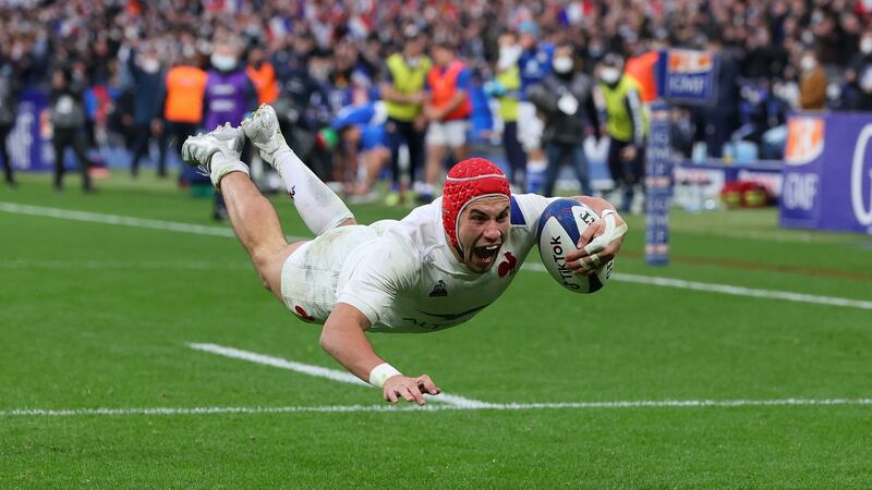 Gabin Villiere scored a thrilling hat-trick for France against Italy. Photograph: Ryan Byrne/Inpho