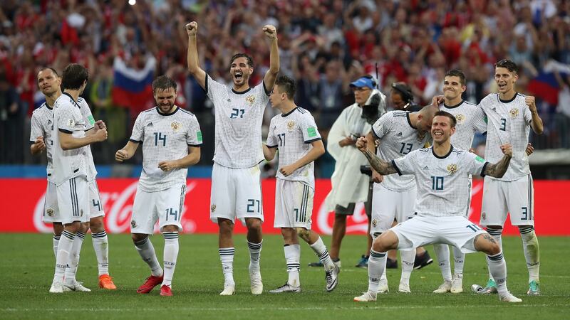 Tournament hosts Russia beat Spain on penalties during the 2018 World Cup. Photograph: Ian MacNicol/Getty
