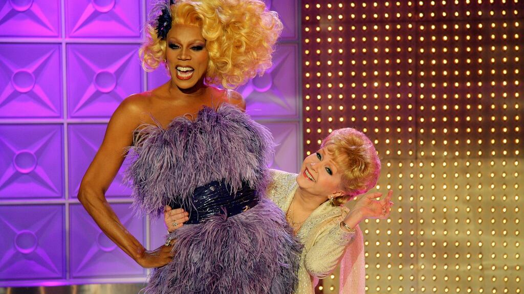 RuPaul and guest judge Debbie Reynolds in an episode of RuPaul’s Drag Race. Photograph: Rolling Blackouts/Logo TV