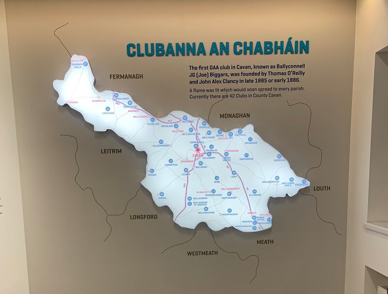 All activities are featured, women’s sports, handball, rounders and Scór, and a striking map of the county with the locations of its 42 clubs