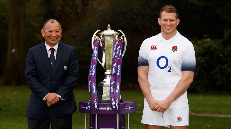 England coach Eddie Jones with his captain Dylan hartley. Photograph: John Walton/PA