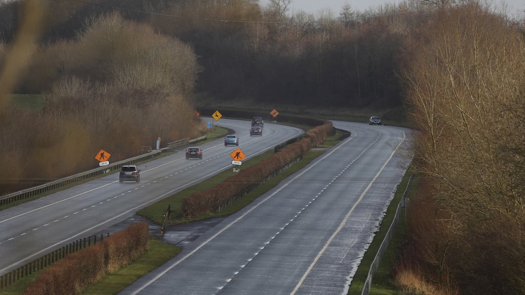 The scene where a man in his 30s died after being struck by a car in Kilcullen, Co Kildare. Photograph: Gareth Chaney/Collins