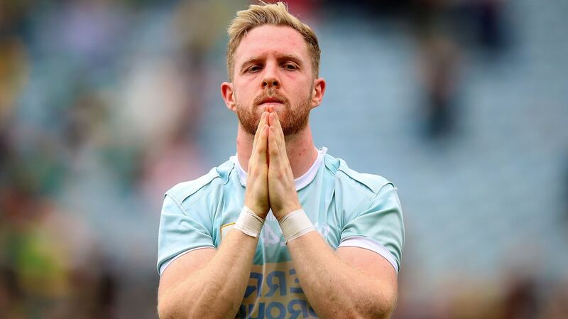 Tyrone’s Frank Burns dejected after the game. Photo: Tommy Dickson/Inpho