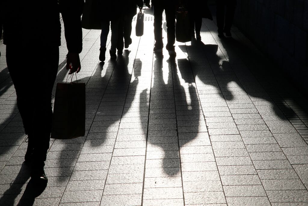 Shoppers in Dublin. The Irish economy will grow “at a significantly reduced pace” next year as recession in other countries and persistent cost-of-living pressures dampen spending and investment Photograph Nick Bradshaw