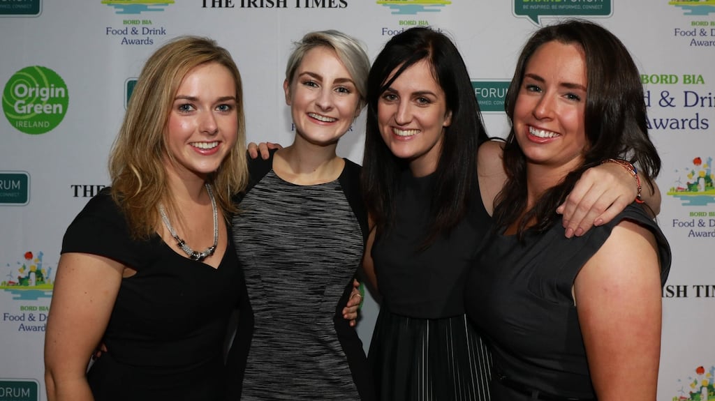 Jill Mahoney (Ballymaloe); Caroline Hands (Ballymaloe); Julieann Twomey (Kerry Foods) and Maxine Hyde (Ballymaloe) at the Bord Bia Awards. Photograph: Nick Bradshaw
