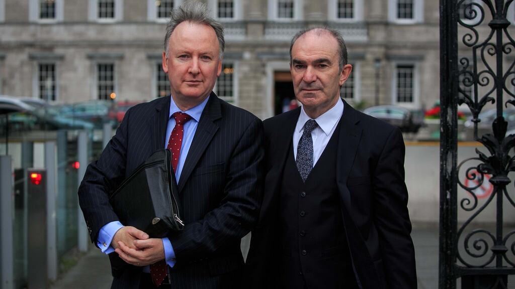Ian Black, NTMA chief financial and operating officer, and Ciaran Breen, director of the State Claims Agency, NTMA, arriving for a meeting with the Public Accounts Committee. Photograph: Gareth Chaney Collins